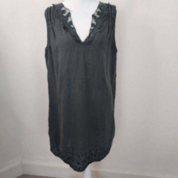 Carla Conti Sleeveless Linen Embroidered Lace Shift Dress - Picture 1 of 10